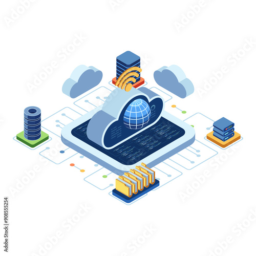 Isometric Cloud Computing with Global Network and Data Center