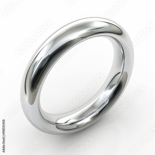 Platinum ring, 3D illustration, realistic, isolated on white background