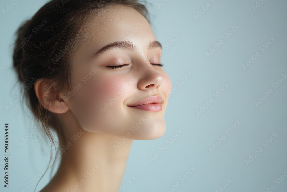 A close up of a girl's face with her eyes closed A close up of a girl's face with her eyes closed
