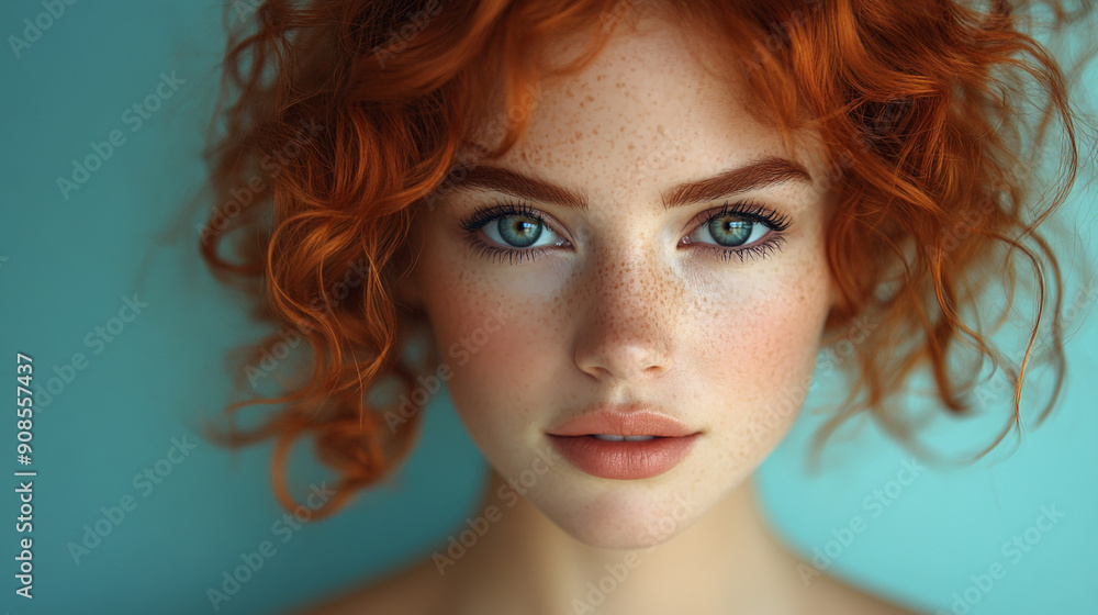 Beautiful red-haired girl on a minimalistic background Beautiful red-haired girl on a minimalistic background