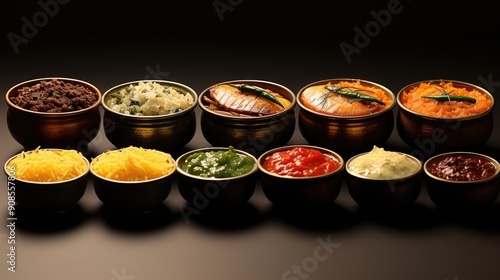 Assorted Indian non vegetarian dishes.   photo