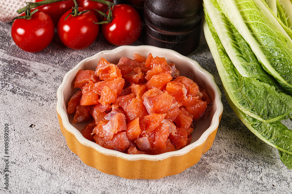 Salted salmon cubes for cooking Salted salmon cubes for cooking