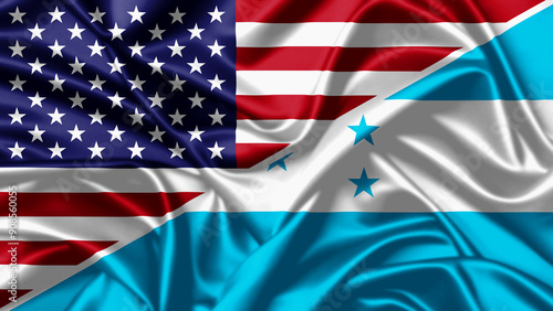 United waving flag of USA and Honduras