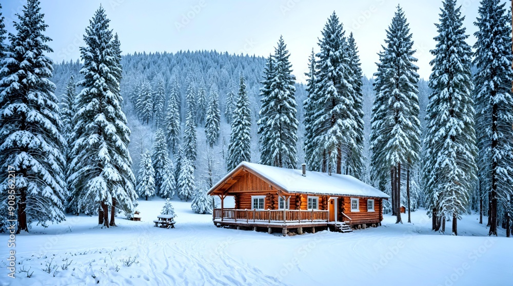 Cozy Mountain Retreat: Escape the winter chill in this charming wooden cabin, surrounded by snow-capped mountains and offering a peaceful and cozy retreat. 1 Cozy Mountain Retreat: Escape the winter chill in this charming wooden cabin, surrounded by snow-capped mountains and offering a peaceful and cozy retreat. 1