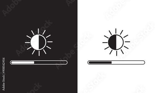 Brightness vector icon set in solid style.  Isolated on white and black background. EPS 10