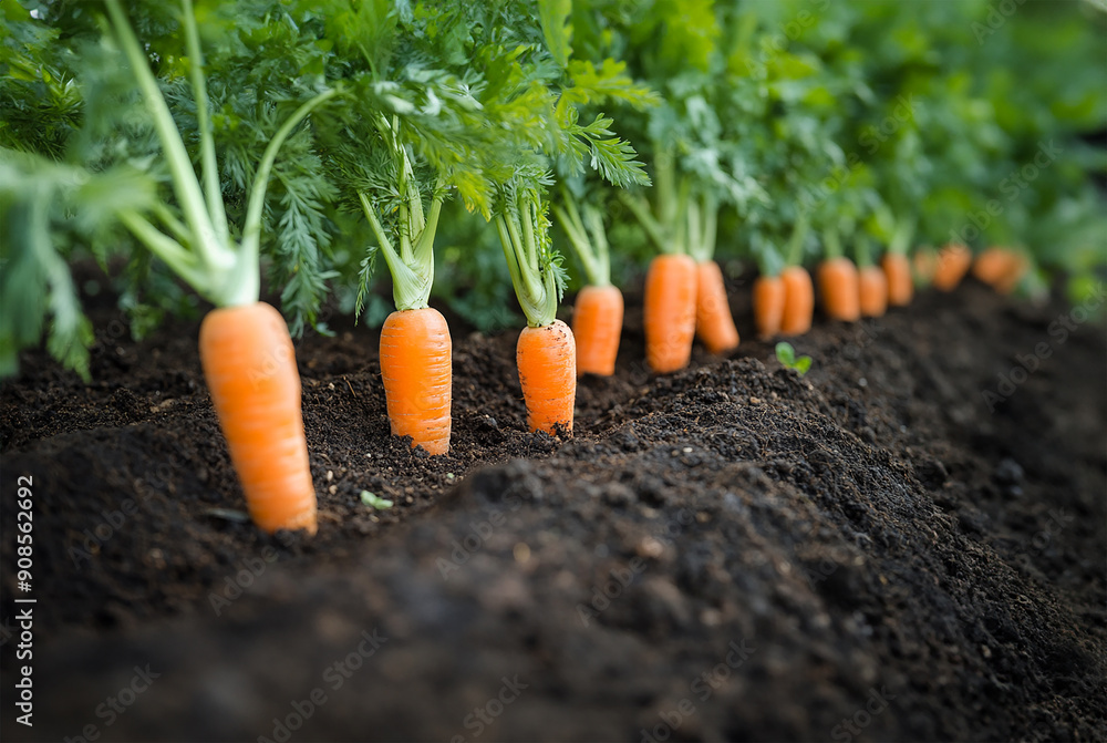 Ripe carrots in earth Ripe carrots in earth