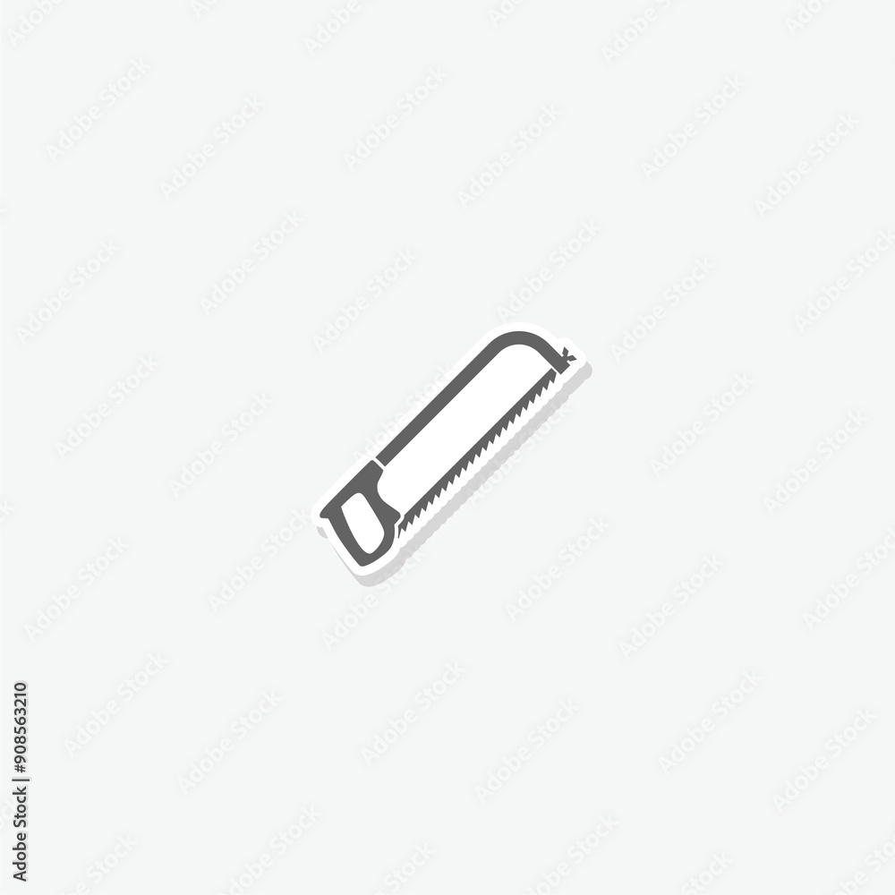 Hand saw icon sticker isolated on gray background Hand saw icon sticker isolated on gray background