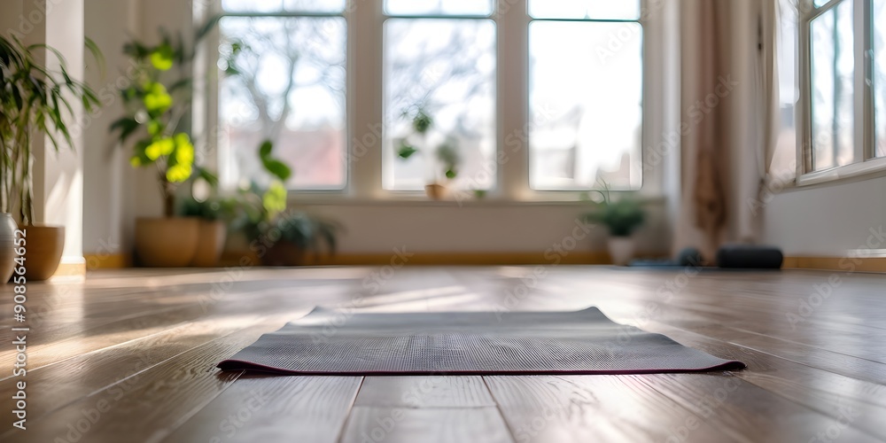 Close up of an empty bright and airy yoga studio Close up of an empty bright and airy yoga studio