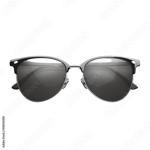 Sleek black sunglasses with dark lenses, isolated elegance for summer eye protection
