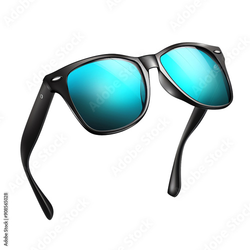 Black plastic sunglasses with dark lens, isolated eyewear accessory for summer fashion and eye protection