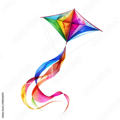 Colorful geometric kite design, vector illustration of paper origami shape
