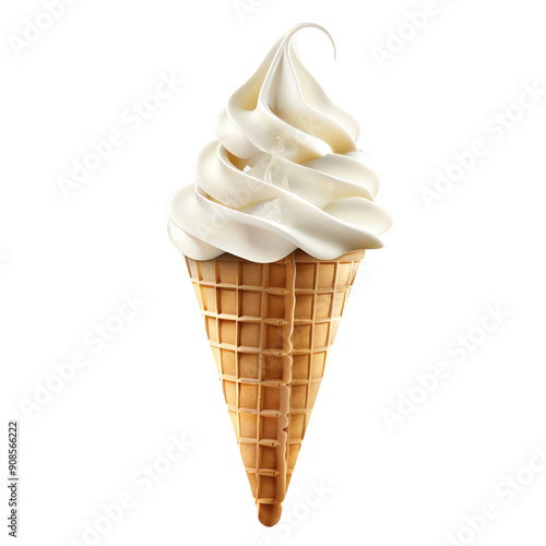 Isolated chocolate ice cream scoop on crispy waffle cone