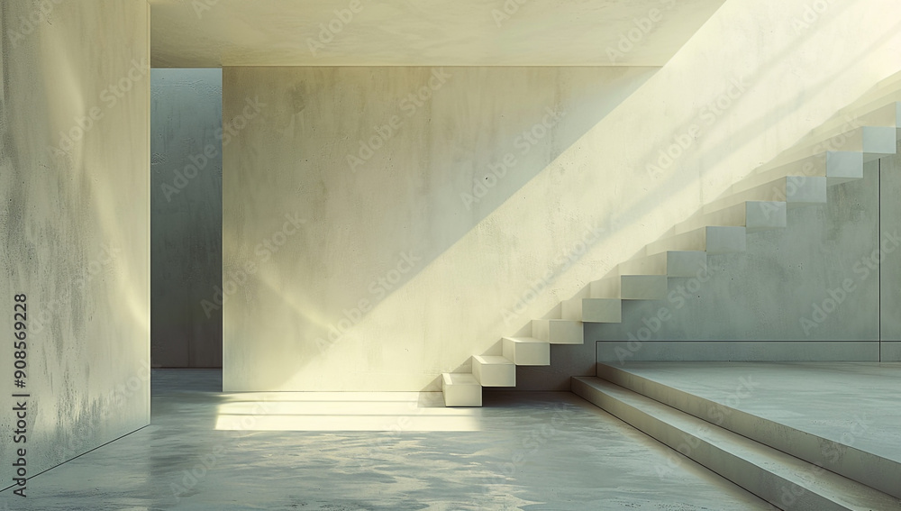 Minimalist interior with modern staircase and clean architectural lines Minimalist interior with modern staircase and clean architectural lines