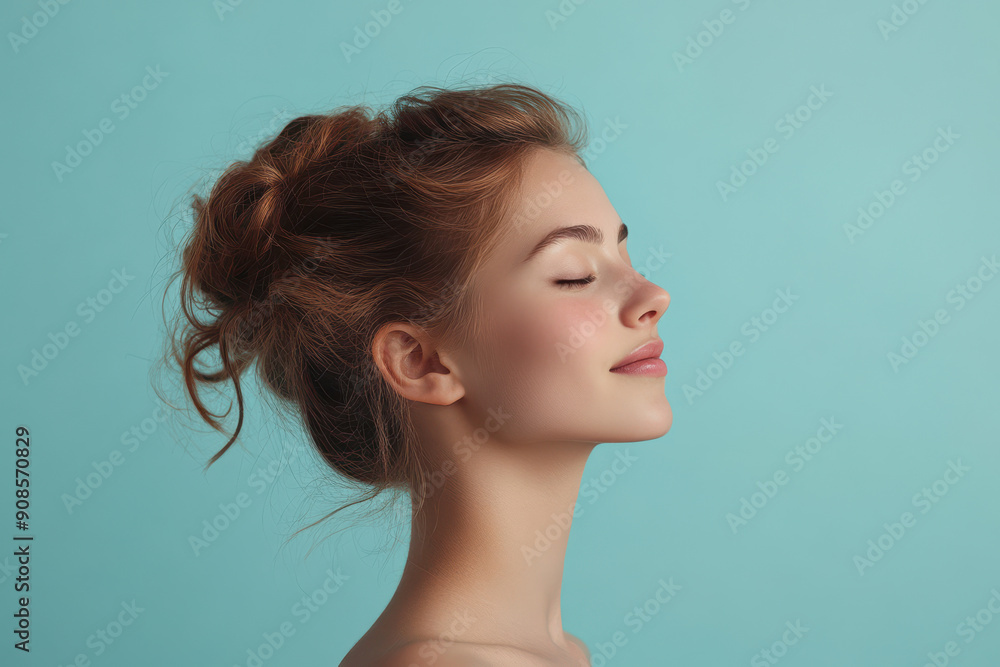 A close up of a girl's face with her eyes closed A close up of a girl's face with her eyes closed
