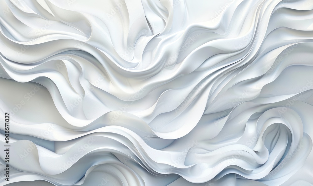 Close-up of abstract white fabric waves, showcasing a smooth and flowing texture with elegant, soft folds and curves. Close-up of abstract white fabric waves, showcasing a smooth and flowing texture with elegant, soft folds and curves.