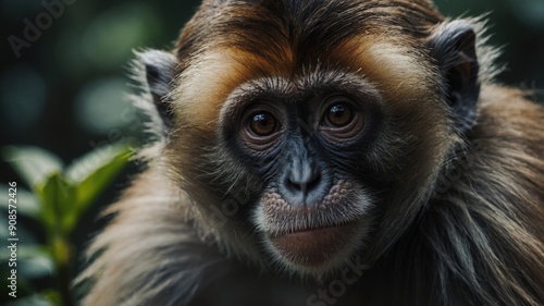 Wallpaper Mural A monkey swinging on a vine, having a thrilling adventure high above the ground Torontodigital.ca