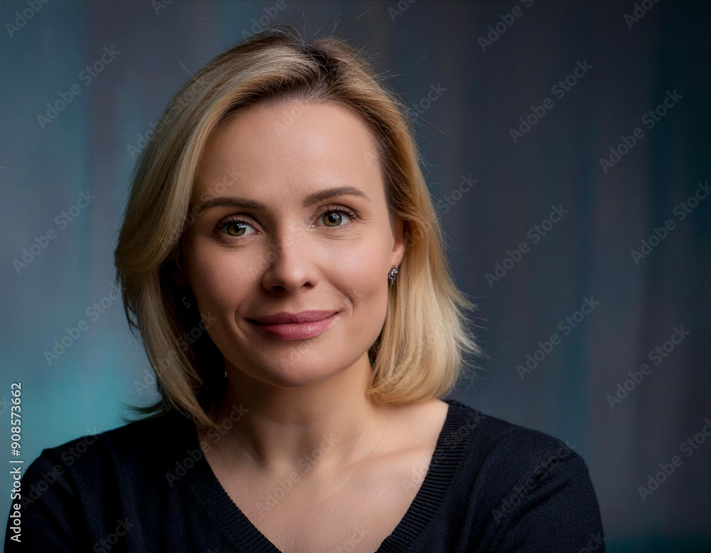 Portrait of beautiful middle aged blond woman in studio shot Portrait of beautiful middle aged blond woman in studio shot