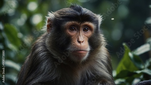 A monkey with wide, curious eyes, taking in all the sights and sounds around it