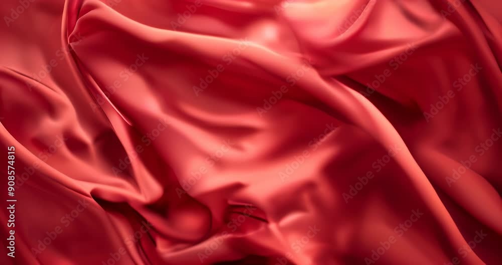 Close-up of flowing red silk fabric in slow motion, elegant video backgrounds and luxury commercial use Close-up of flowing red silk fabric in slow motion, elegant video backgrounds and luxury commercial use