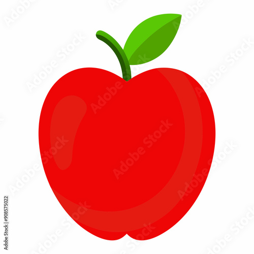 Vector 3D Red Apple on White Background