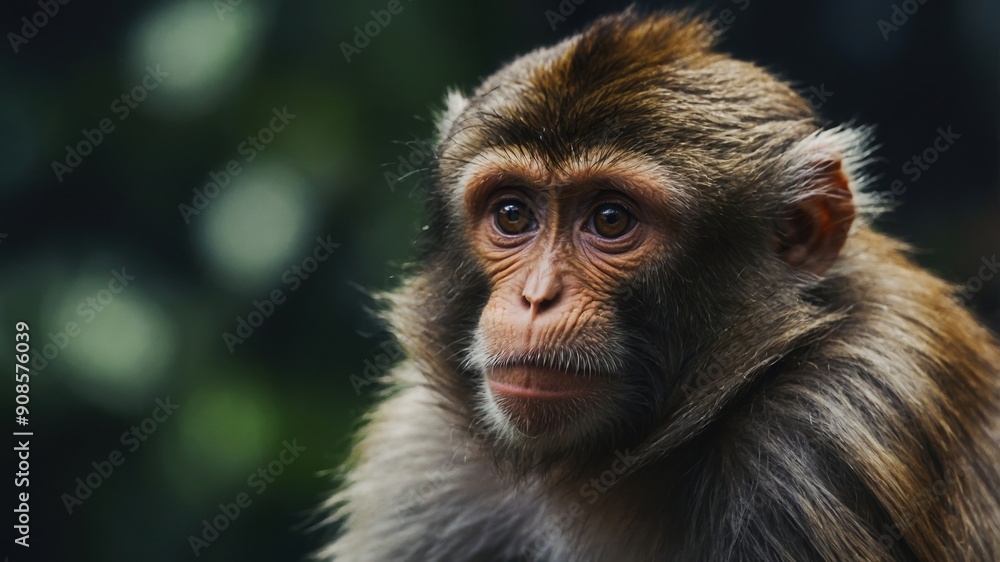 A monkey hiding among the leaves, perfectly camouflaged in the foliage A monkey hiding among the leaves, perfectly camouflaged in the foliage