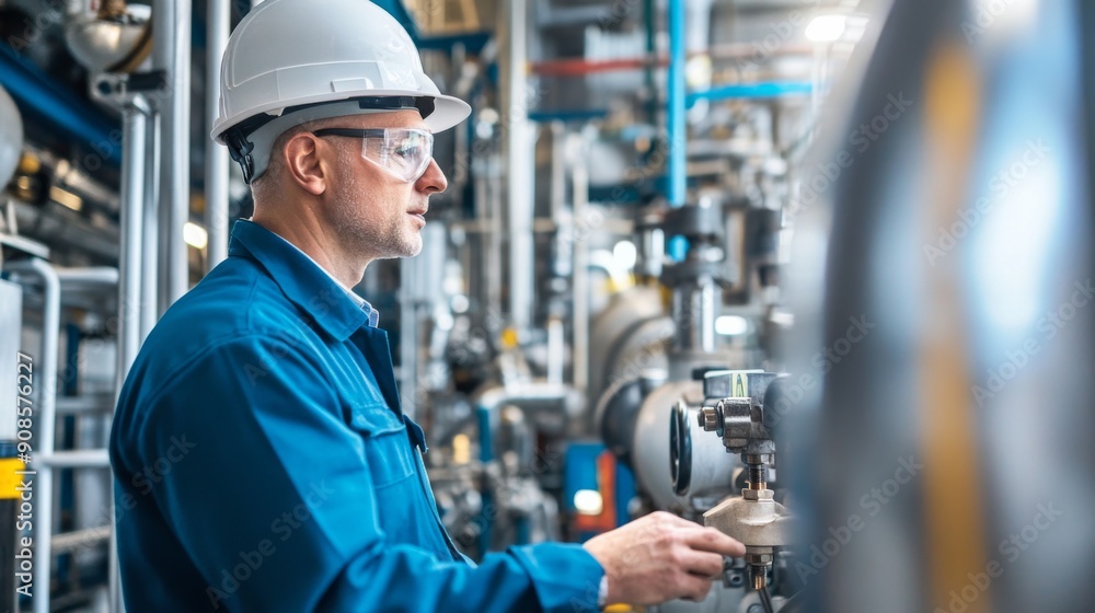Industrial Worker Inspecting Machinery Industrial Worker Inspecting Machinery