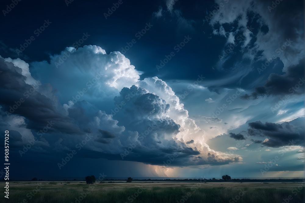 fluffy clouds drifting in a dark sky with distant thunderclouds fluffy clouds drifting in a dark sky with distant thunderclouds