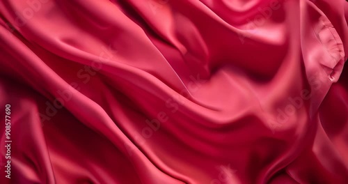 Luxurious red silk fabric in slow motion, elegant video background for advertising visuals photo