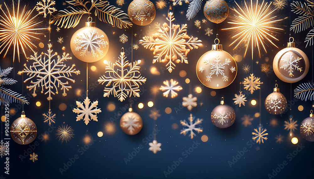 Fototapeta premium Christmas or New Year background- A generic holiday background featuring festive elements l_1(154)