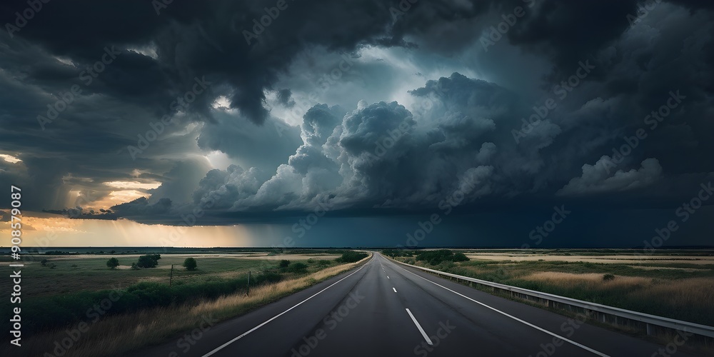 fluffy clouds drifting in a dark sky with distant thunderclouds fluffy clouds drifting in a dark sky with distant thunderclouds