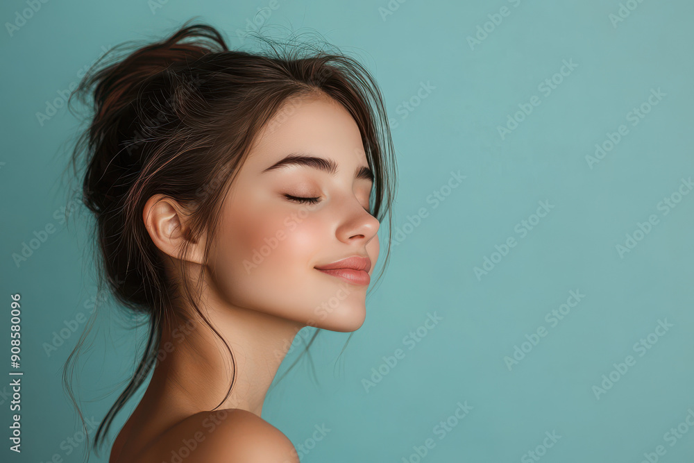 A close up of a girl's face with her eyes closed A close up of a girl's face with her eyes closed