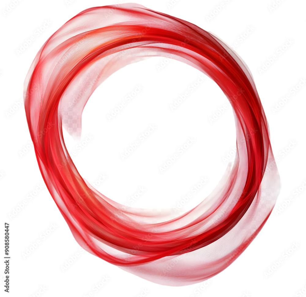 Fine red thread floating in the air in a circular pattern isolated on transparent background. Fine red thread floating in the air in a circular pattern isolated on transparent background.