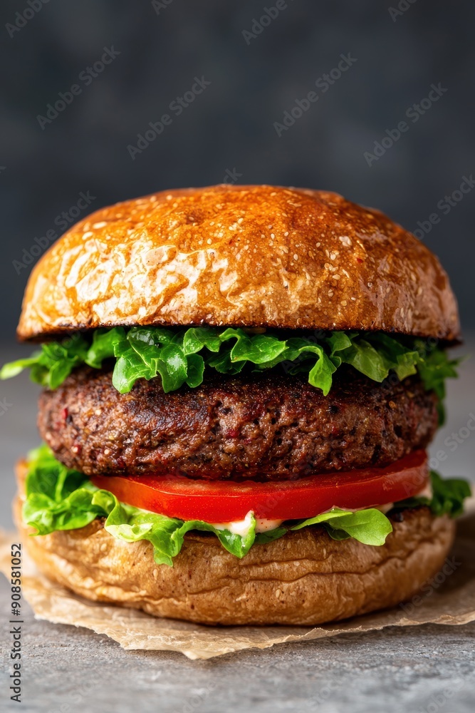 Delicious homemade burger with fresh ingredients Delicious homemade burger with fresh ingredients