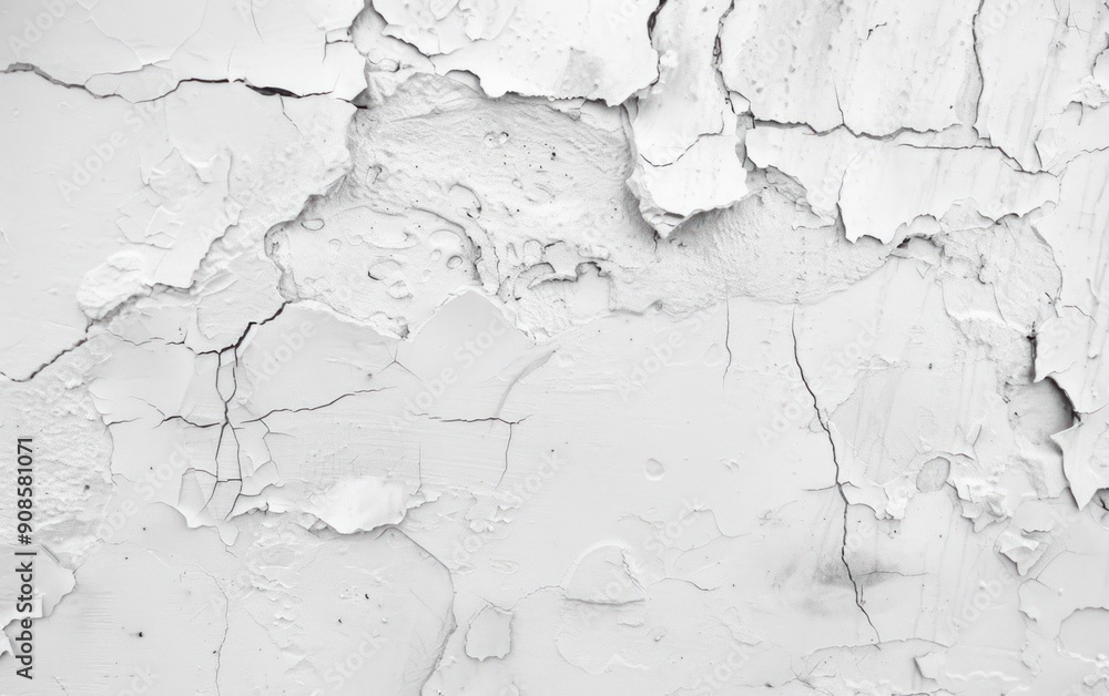 Obraz premium Cracked White Wall Texture Close-Up
