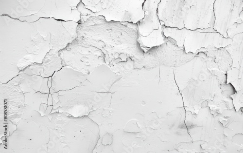Cracked White Wall Texture Close-Up