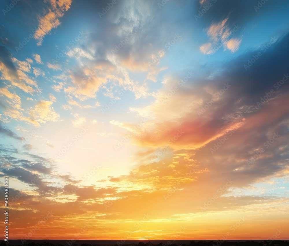 Sunset sky with vibrant orange hues and soft pink tones. Clouds of various shapes and sizes drift lazily across the horizon. Nature beauty is on full display. Sunset sky with vibrant orange hues and soft pink tones. Clouds of various shapes and sizes drift lazily across the horizon. Nature beauty is on full display.