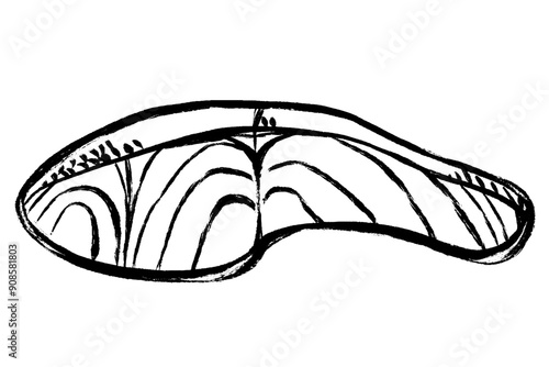 筆タッチの鮭の切り身のイラスト