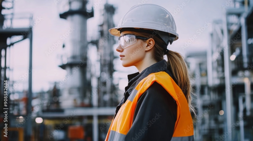 Female Engineer in Industrial Setting Female Engineer in Industrial Setting