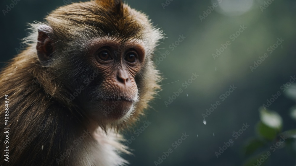 A monkey leaping between branches A monkey leaping between branches