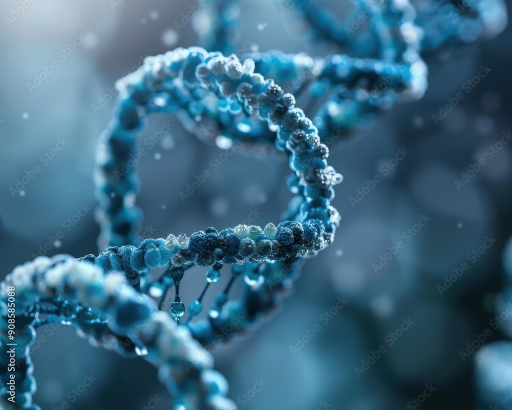 A close-up of a DNA molecule. AI. A close-up of a DNA molecule. AI.