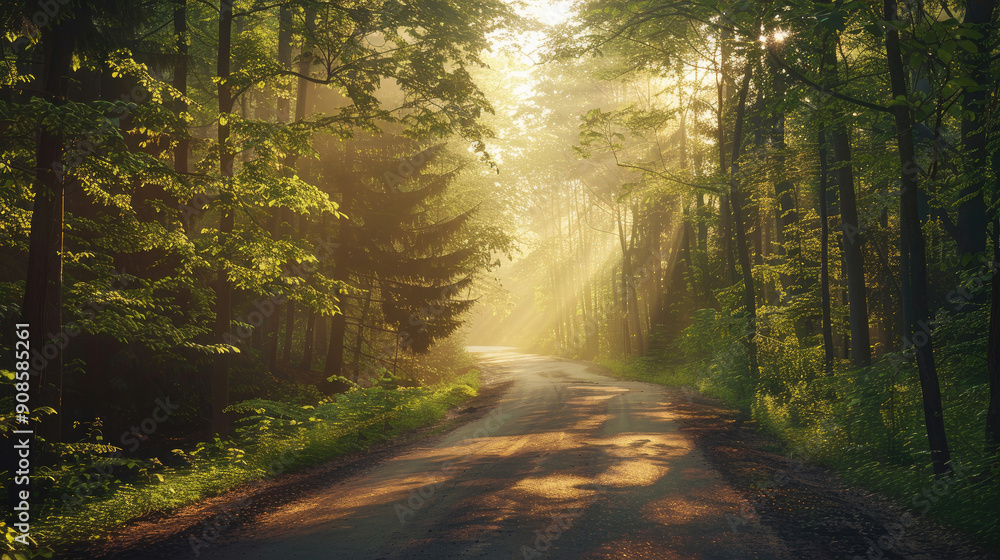 Obraz premium Sunlit Forest Pathway