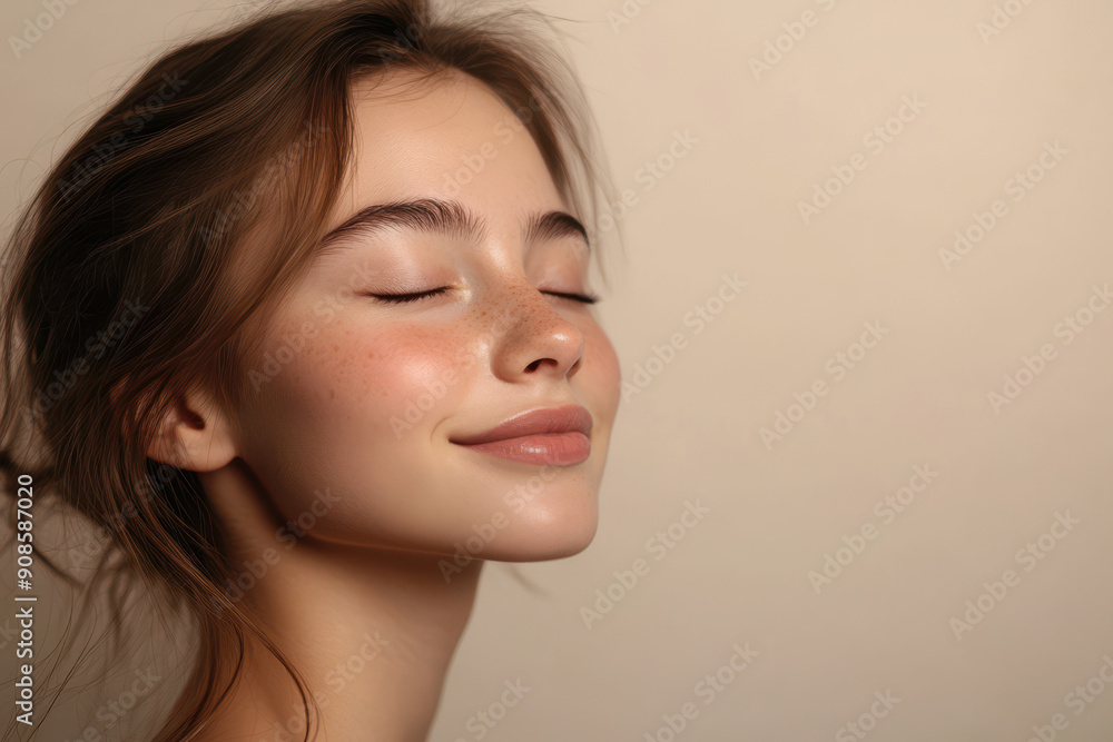 A close up of a girl's face with her eyes closed A close up of a girl's face with her eyes closed