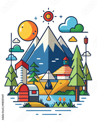 camping vector colorful t-shirt design,camping transparent background printable svg design photo