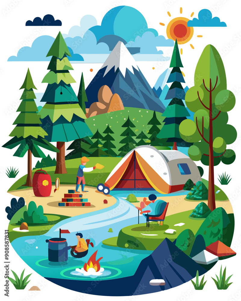 Fototapeta premium camping vector colorful t-shirt design,camping transparent background printable svg design