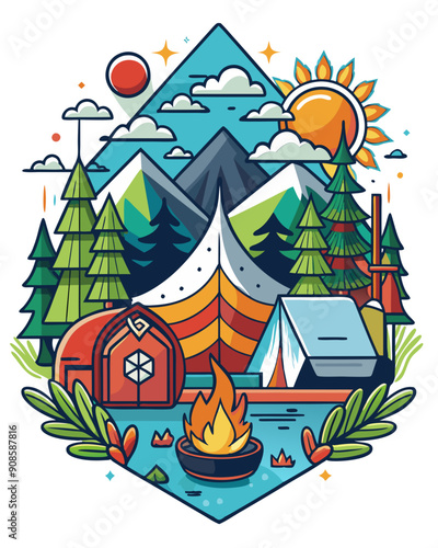 camping vector colorful t-shirt design,camping transparent background printable svg design photo