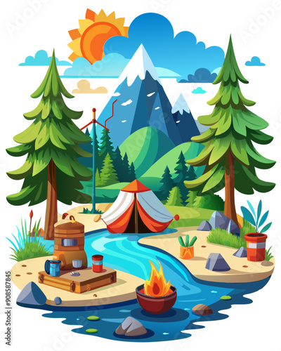 camping vector colorful t-shirt design,camping transparent background printable svg design photo