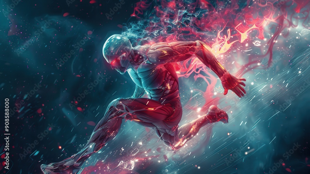A man is running through a fire with his arms outstretched A man is running through a fire with his arms outstretched