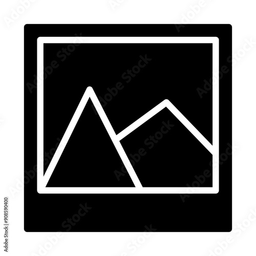 Photo vector icon, black color flat design photo symbol.