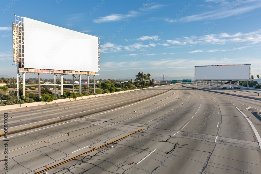 Empty Freeway with Billboard