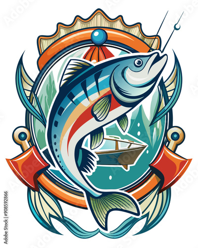 fishing vector colorful t-shirt design,fishing transparent background printable svg design photo